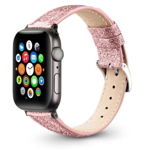 Compatible with Apple , Watch Strap Leather Glitter Leather Strap - immagine 4