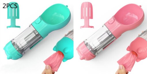 Pet Water Bottle Feeder Bowl Garbage Bag Storage Portable Pet Outdoor Travel 3 In 1 Dog Water Bottle - Imagen 4