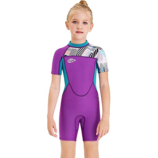Girls Snorkeling, Surfing, Sunscreen And Cold-Proof Autumn And Winter Short-Sleeved Swimwear - Hình ảnh 3