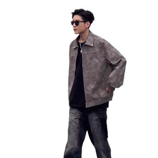 Cropped Leather Coat American Pu Shuai High Sense Men - Image 2