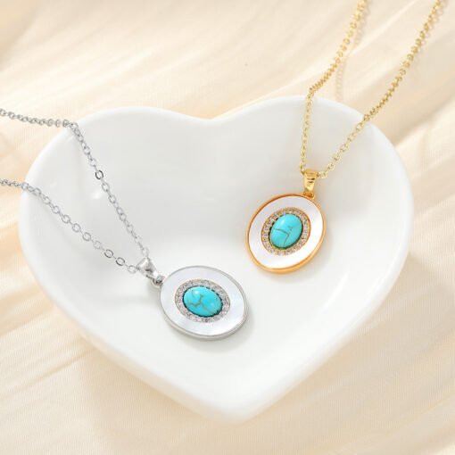 Fashion Simple Niche Oval Couple Necklace - 图片 6