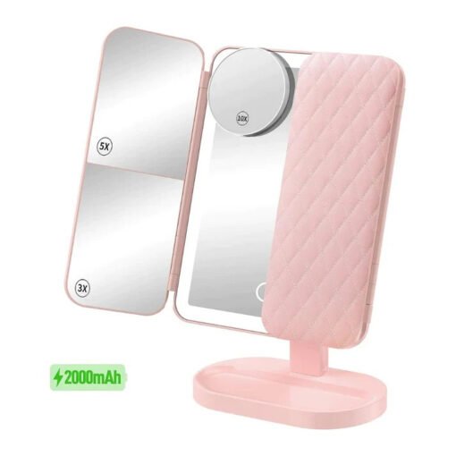 Desktop Tri-fold LED Cosmetic Mirror With Lights - Larawan 3