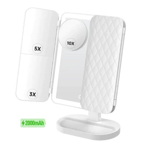 Desktop Tri-fold LED Cosmetic Mirror With Lights - Larawan 5