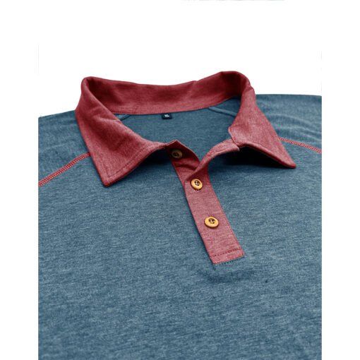 Men's Short-sleeved Lapel Henry T-shirt Men's POLO Bottoming Shirt - immagine 3