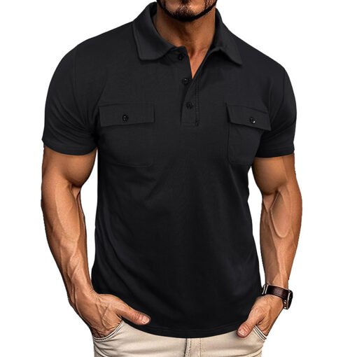 Men's Lapel Short Sleeve Outdoor Pocket Polo Shirt T-shirt - Image 5