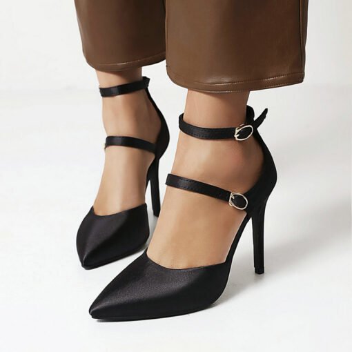 Hollow Women's Shoes Buckle Strap Stiletto Heel Pumps - Image 4