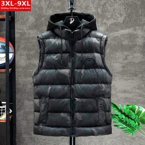 Autumn And Winter Men's Camouflage Hooded Cotton Vest Warm Sleeveless - immagine 2