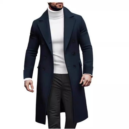 Woolen Large Overcoat Male Double-breasted Coat - Imagen 5
