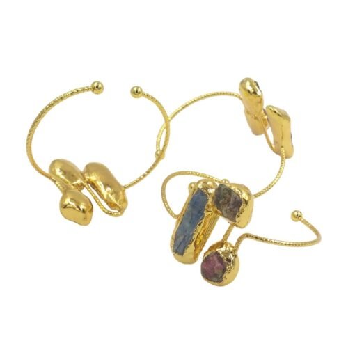 Classical Design Irregular Tourmaline Blue Stone Adjustable Bracelet - Hình ảnh 5
