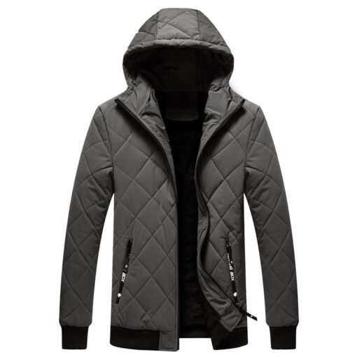 Men's Fall Winter Hooded Velvet Cotton Clothes - Larawan 2