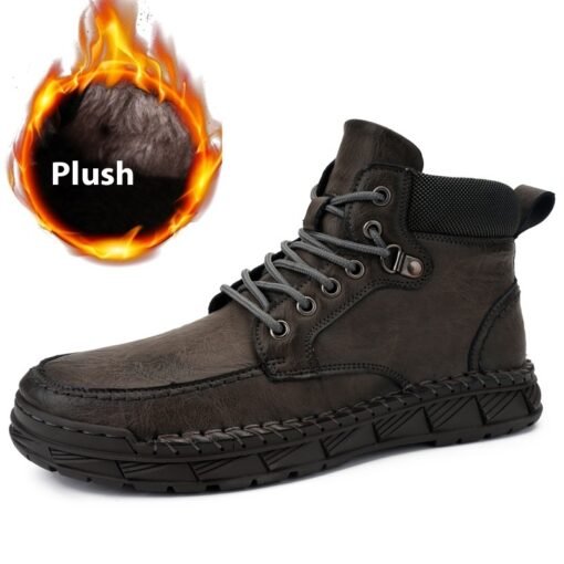 Winter Men's Boots Leisure Plus Size Fleece-lined Platform Casual Shoes Gaobang - Hình ảnh 9