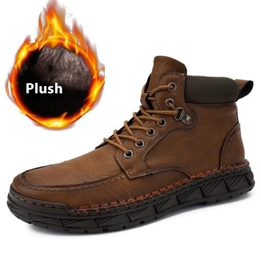 Winter Men's Boots Leisure Plus Size Fleece-lined Platform Casual Shoes Gaobang - Hình ảnh 5