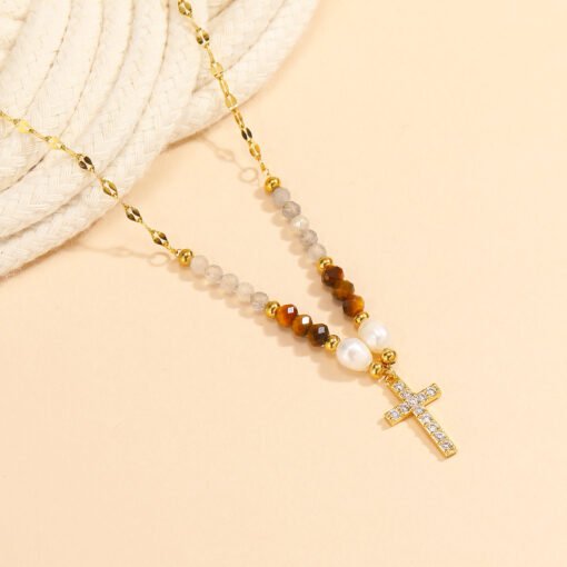 American Ins Niche Design Beaded Cross Clavicle Chain - Image 5