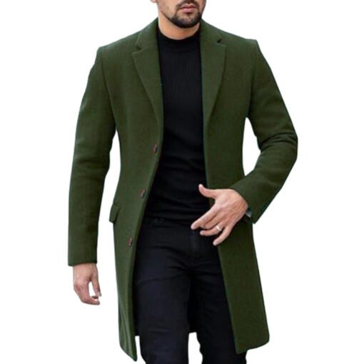 Single-breasted Cardigan Woolen Coat Men's Coat - immagine 5
