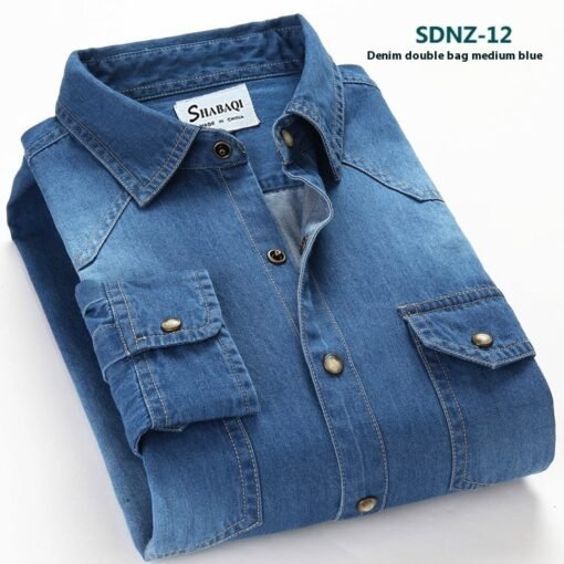 Men's Cotton Denim Long-sleeved Shirt - immagine 4