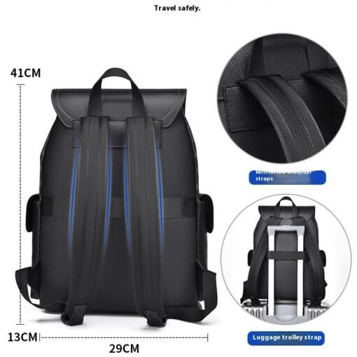 Curved Shoulder Strap New Men's Casual Business Travel Backpack - Imagen 8