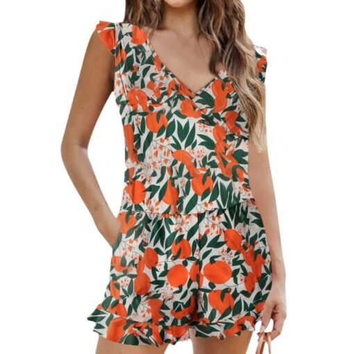 Solid Color Printing Bikini Lotus Leaf Color Slim Fit Fashion Swimwear Women - Image 6