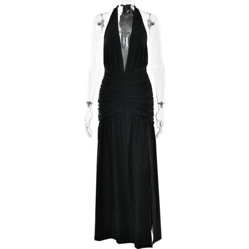 Halter Backless Bright Silk Dress V-neck - Bild 3