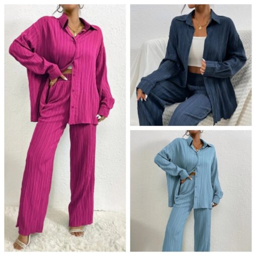 Women's Shirt Collar Loose Cardigan Long-sleeve Suit - Larawan 3