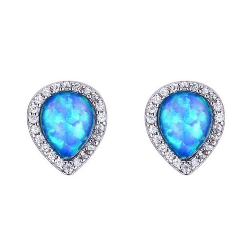 Drop Shape Blue Opal Earrings - 图片 5
