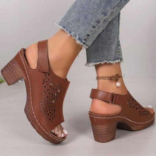 Women's Wedge Thick Bottom Velcro Sandals - Imagen 5