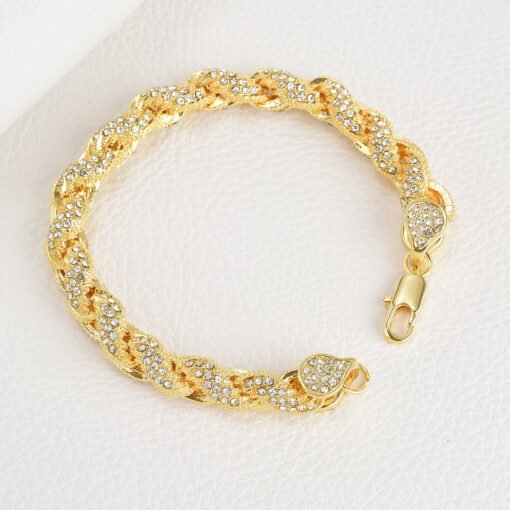 European Hip Hop Alloy Diamond Gold And Silver Color Twist Necklace - Bild 8