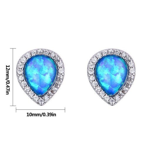 Drop Shape Blue Opal Earrings - 图片 3