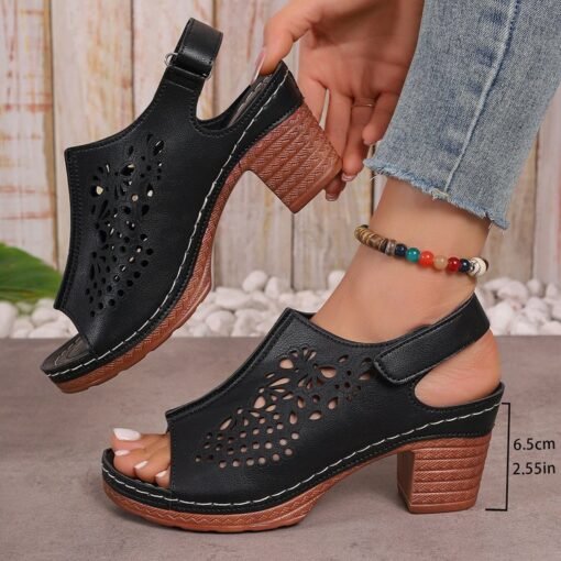 Women's Wedge Thick Bottom Velcro Sandals - Imagen 4