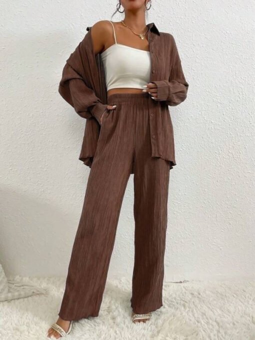 Women's Shirt Collar Loose Cardigan Long-sleeve Suit - Larawan 10