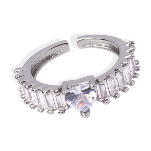 European And American Wedding Heart-shaped Series Ring Colored Gems Design Sense - Image 3