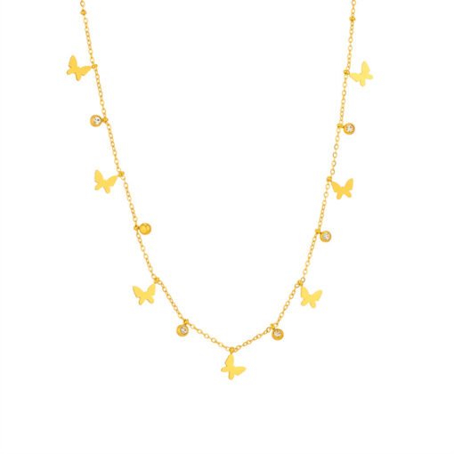 Stainless Steel Multi-heart Diamond Pendant Necklace - Hình ảnh 4