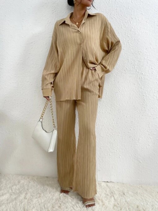 Women's Shirt Collar Loose Cardigan Long-sleeve Suit - Larawan 5