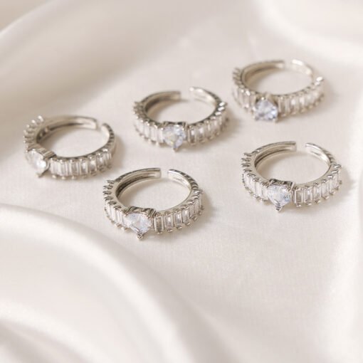 European And American Wedding Heart-shaped Series Ring Colored Gems Design Sense - Image 5
