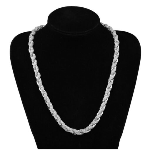European Hip Hop Alloy Diamond Gold And Silver Color Twist Necklace - Bild 2