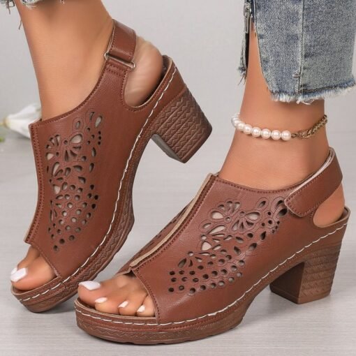Women's Wedge Thick Bottom Velcro Sandals - Imagen 3