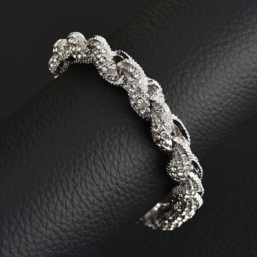 European Hip Hop Alloy Diamond Gold And Silver Color Twist Necklace - Bild 3