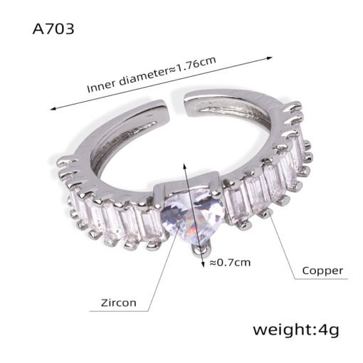 European And American Wedding Heart-shaped Series Ring Colored Gems Design Sense - Image 2