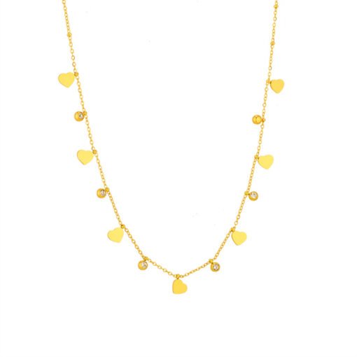 Stainless Steel Multi-heart Diamond Pendant Necklace - Hình ảnh 2