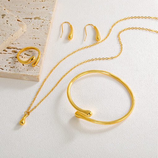 Four-piece Drop-shaped Necklace Earring Ring Bracelet Suit - Larawan 4