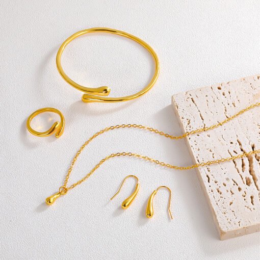 Four-piece Drop-shaped Necklace Earring Ring Bracelet Suit - Larawan 2