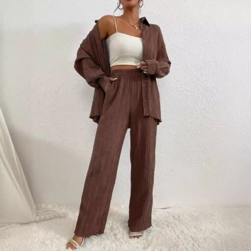 Women's Shirt Collar Loose Cardigan Long-sleeve Suit - Larawan 4