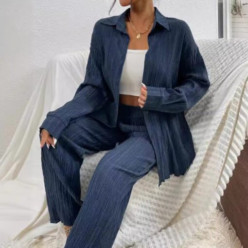 Women's Shirt Collar Loose Cardigan Long-sleeve Suit - Larawan 8