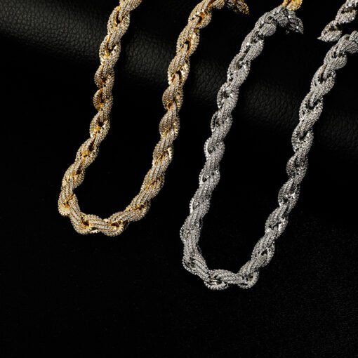 European Hip Hop Alloy Diamond Gold And Silver Color Twist Necklace - Bild 7