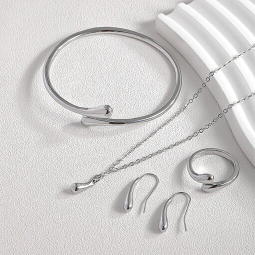 Four-piece Drop-shaped Necklace Earring Ring Bracelet Suit - Larawan 6