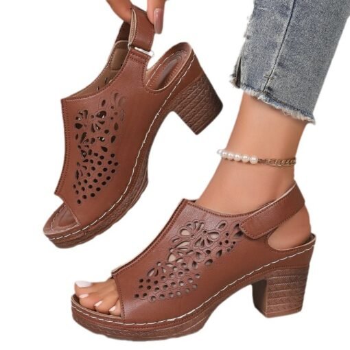 Women's Wedge Thick Bottom Velcro Sandals - Imagen 2