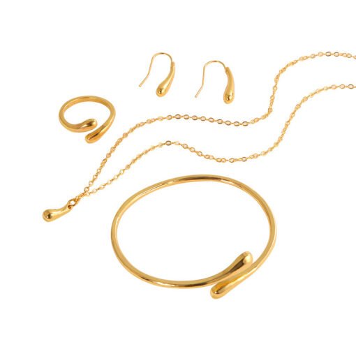 Four-piece Drop-shaped Necklace Earring Ring Bracelet Suit - Larawan 7