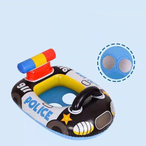 Children's New Swimming Ring PVC Inflatable Police Car Swimming Ring - immagine 2
