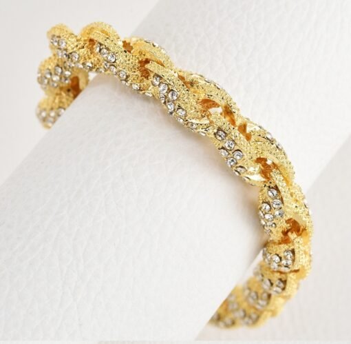 European Hip Hop Alloy Diamond Gold And Silver Color Twist Necklace - Bild 5