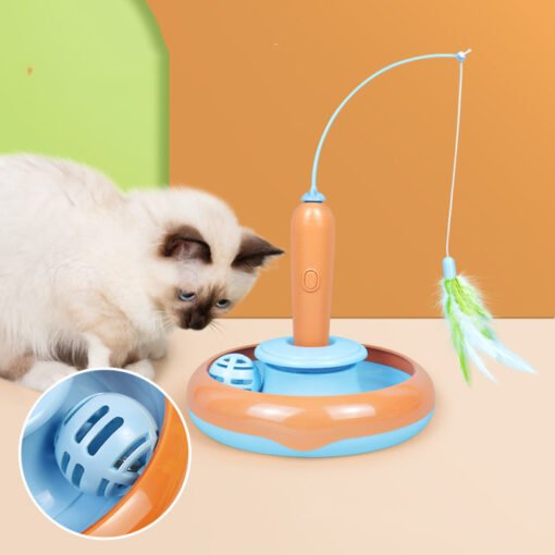 2 In 1 Pet Cat Toy With Feather For Self-play Cat Turntable Pets Supplies Cat Toy Toys Cats Items Products - Hình ảnh 2
