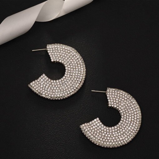 Minority Fashion Rhinestone C- Shaped Earrings - Image 7